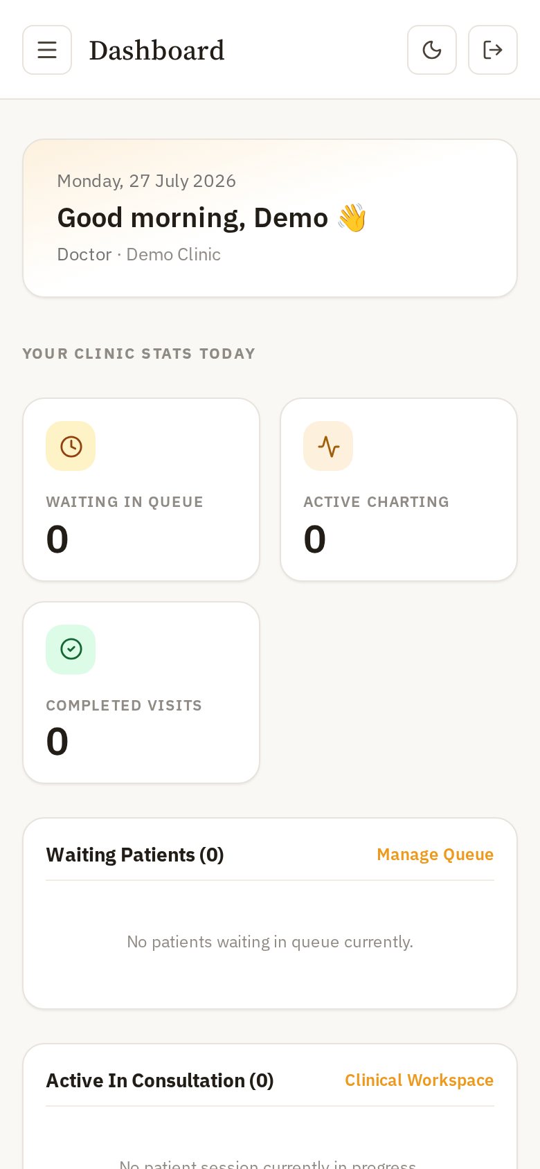 Orbit Care mobile dashboard